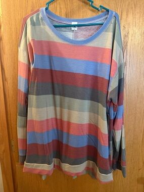 Sew In Love Striped Top in Blue, Coral, Taupe